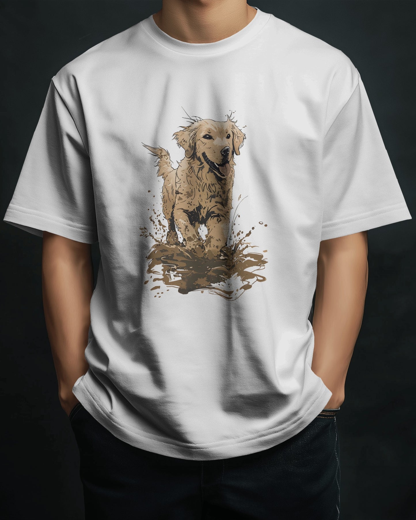 AVIKA- Unisex Front Printed Dog Oversized T-shirt