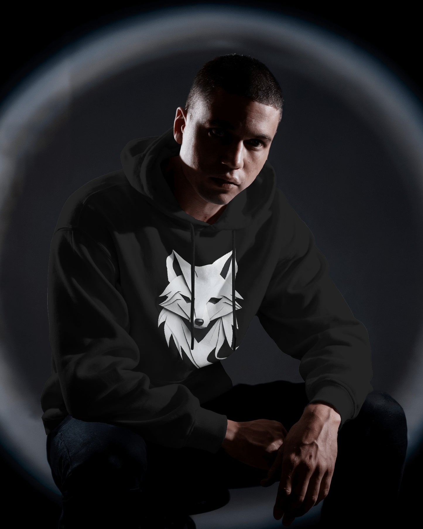 AVIKA- Men's Geometric Fox Design Regular Sized Hoodie
