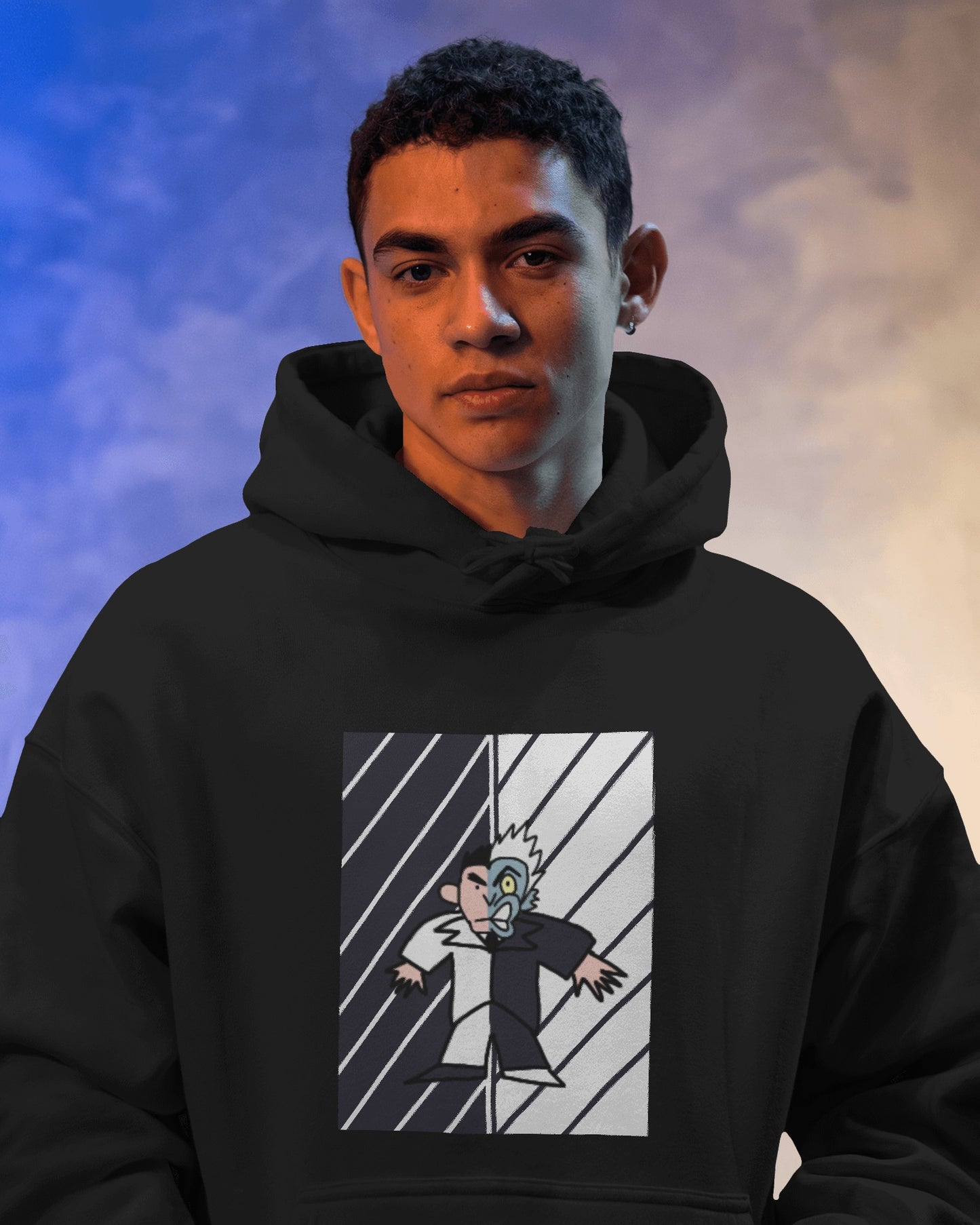 AVIKA- Unisex Oversized Hoodie- B&W Cartoon