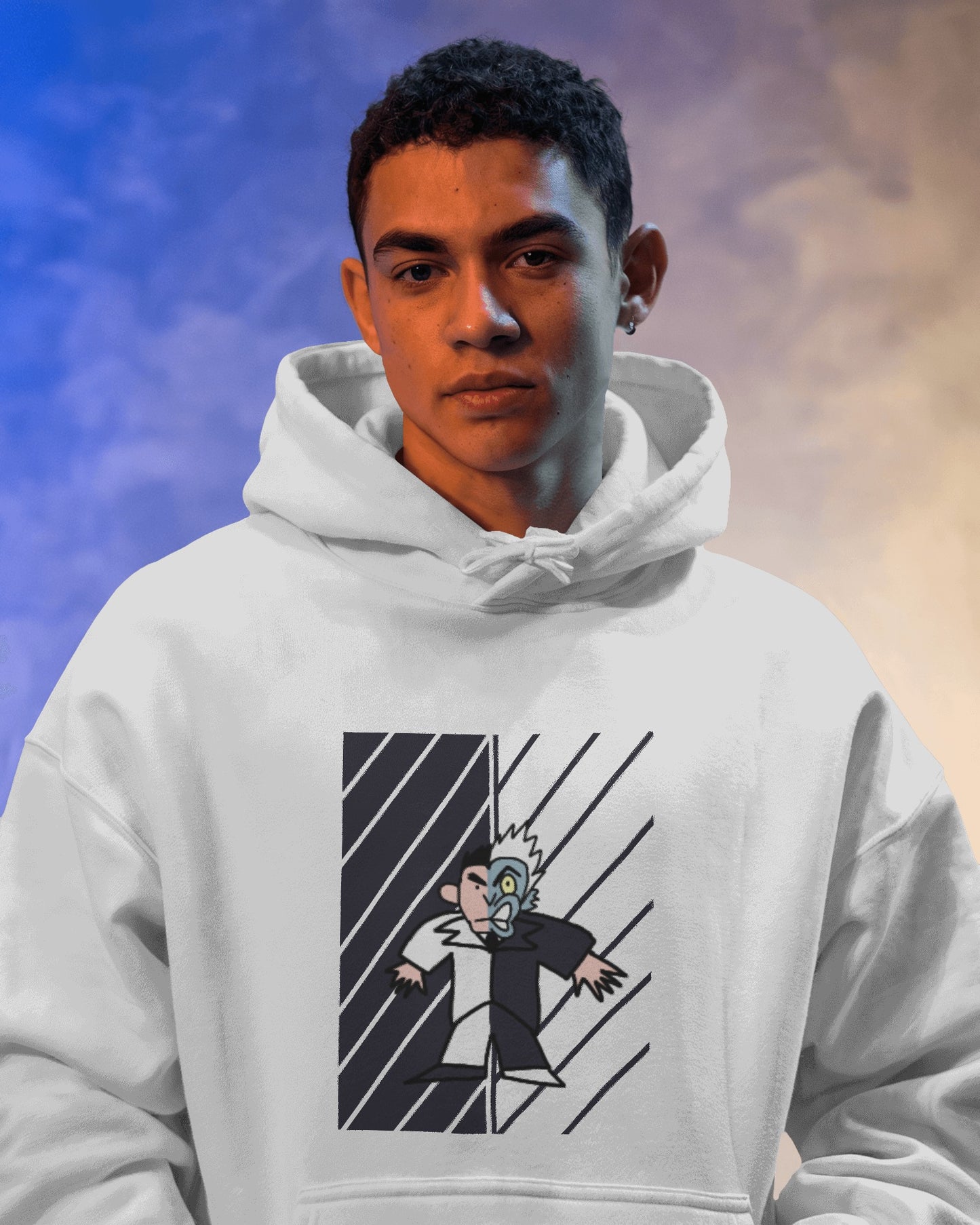 AVIKA- Unisex Oversized Hoodie- B&W Cartoon