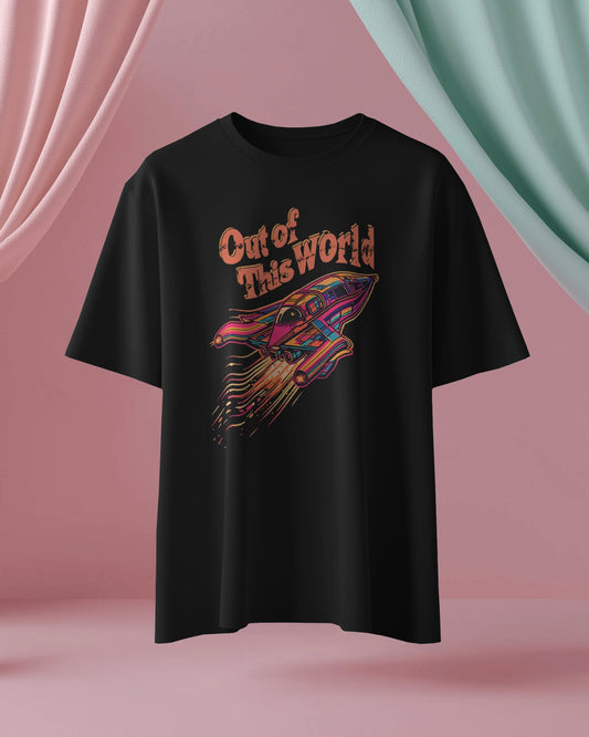 AVIKA- Men's Front Printed Out Of World Oversized T-shirt