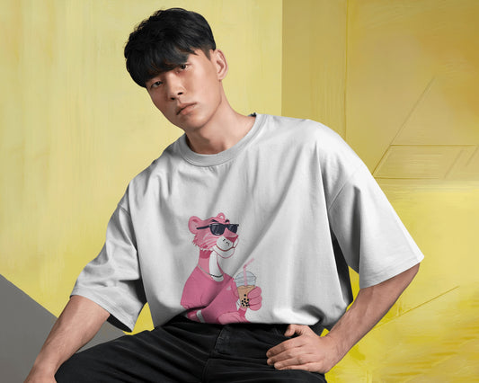 AVIKA- Unisex Front Printed Pink Panther Over Sized T-shirt